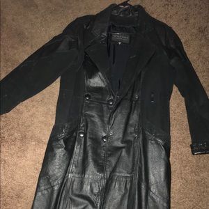 Western leather/ suede trench coat.